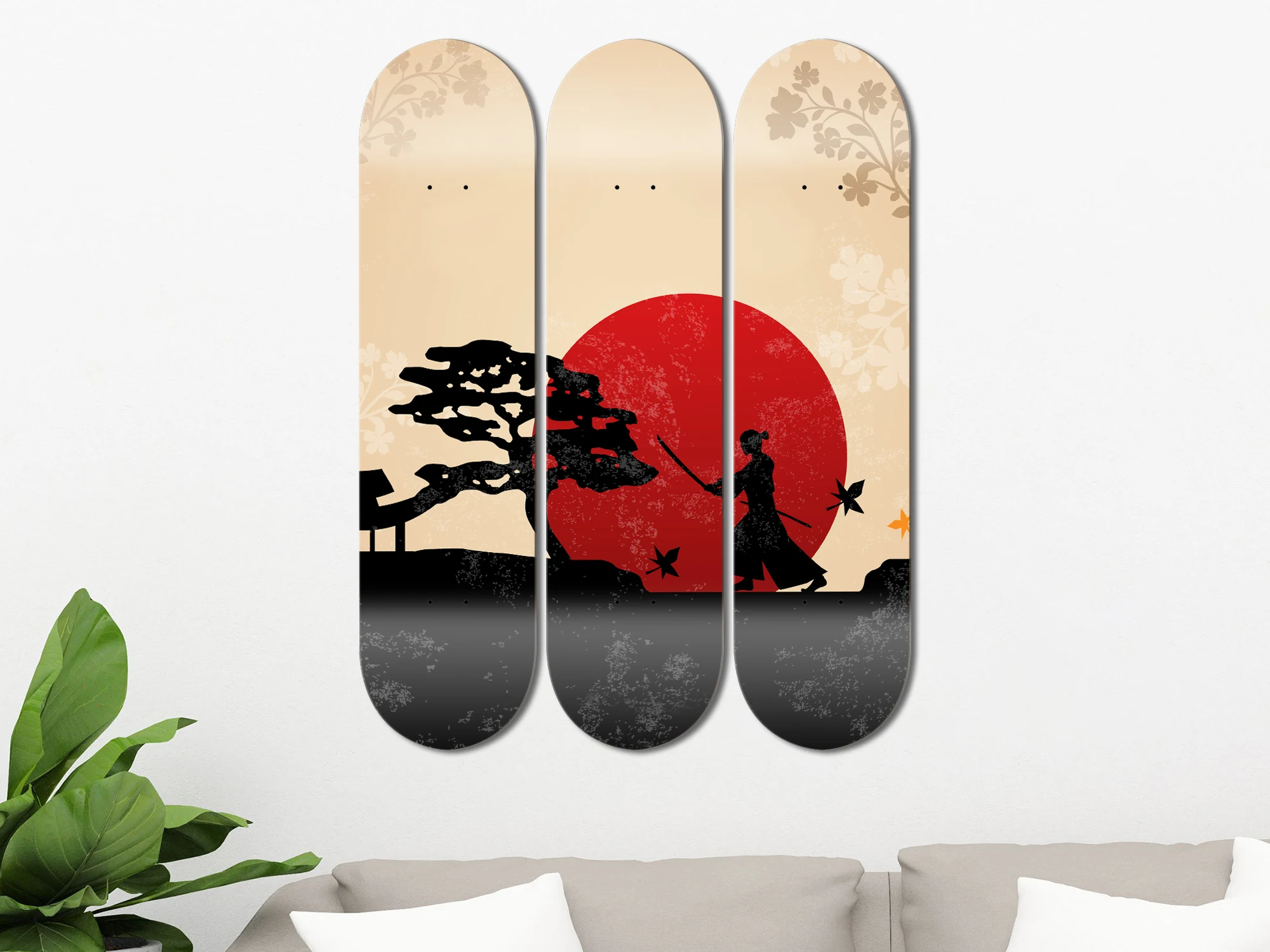 Set of 3pcs Japanese Art Skateboard Wall Art 7-layer Maple Decoration Skateboard Furnish and Decorate for Home Decor