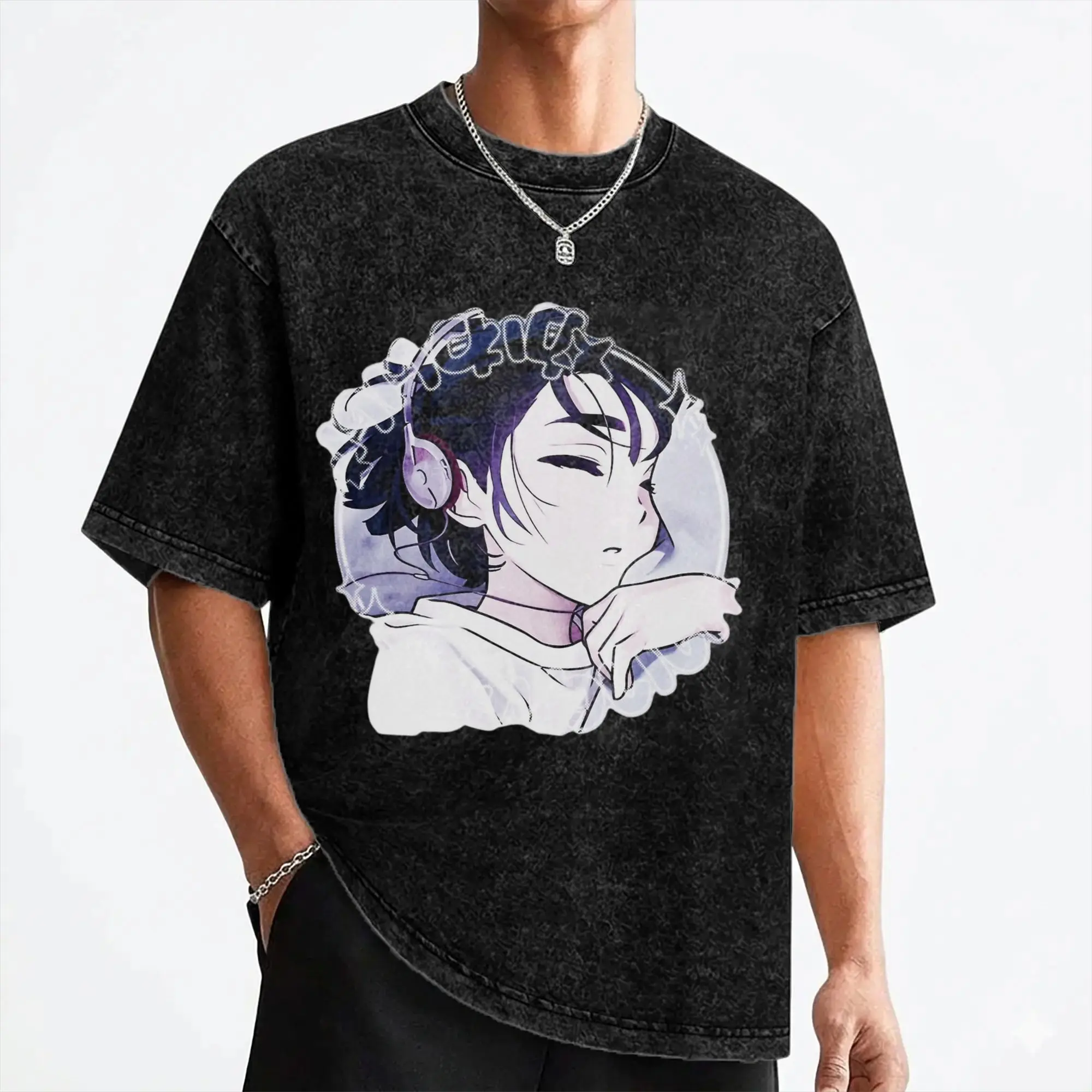 Alien Stages Anime Sua T Shirt Washed Short Sleeve Harajuku T-Shirt  Vintage Men Women Streetwear Graphic Printed Tee Shirt