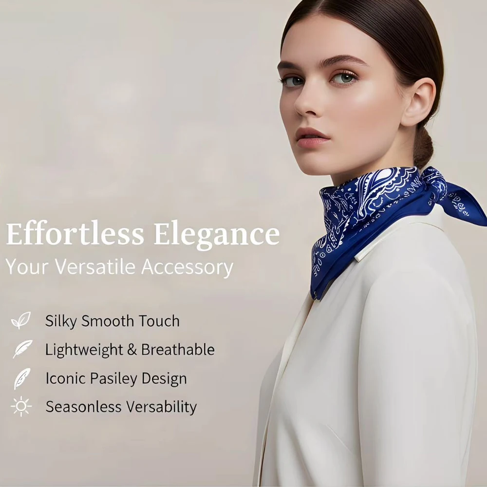 

1PCS Ladies' Fashion Silk Triangle Scarf Women Cashew Print Headband Scarf Thin Breathable Sunscreen Headband Hair Band