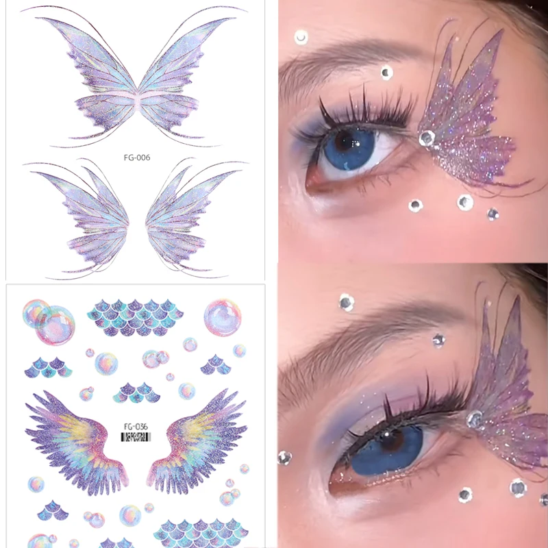 

Блестящая бабочка Временная тату-наклейка водостойкая Фея глаз лицо рука грудь искусство тела искусственная татуировка для женщин МУЗЫКАЛЬНЫЙ ФЕСТИВАЛЬ Макияж