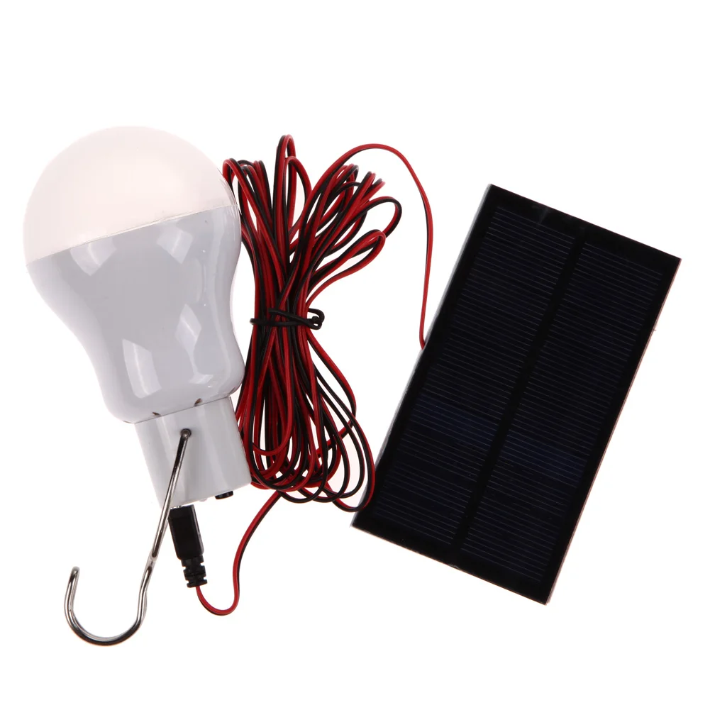 5V Outdoor LED Solar Lamp Bulb with Hook Portable Waterproof Solar Lamp for Shed Night Emergency Power Outage and Outside