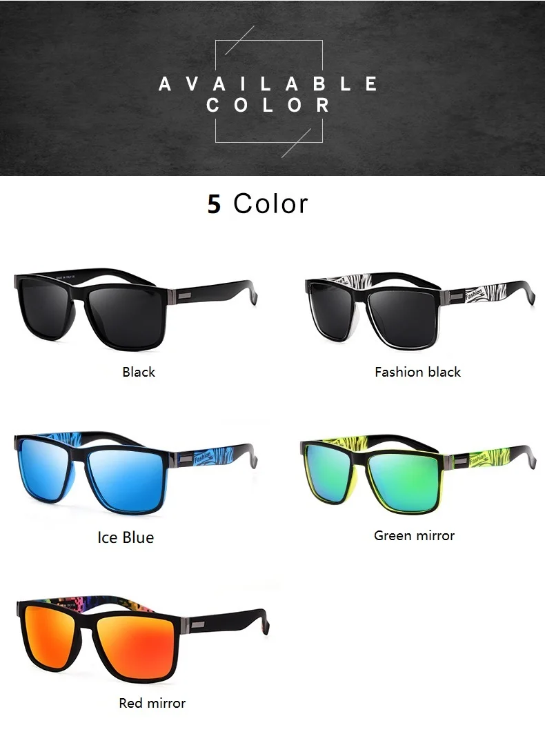 Modische Vintage Quadratische Sonnenbrille für Männer und Frauen, Luxus-Markendesigner-Sonnenbrille zum Fahren und Angeln, Fahrer-Brillen – Detail 7