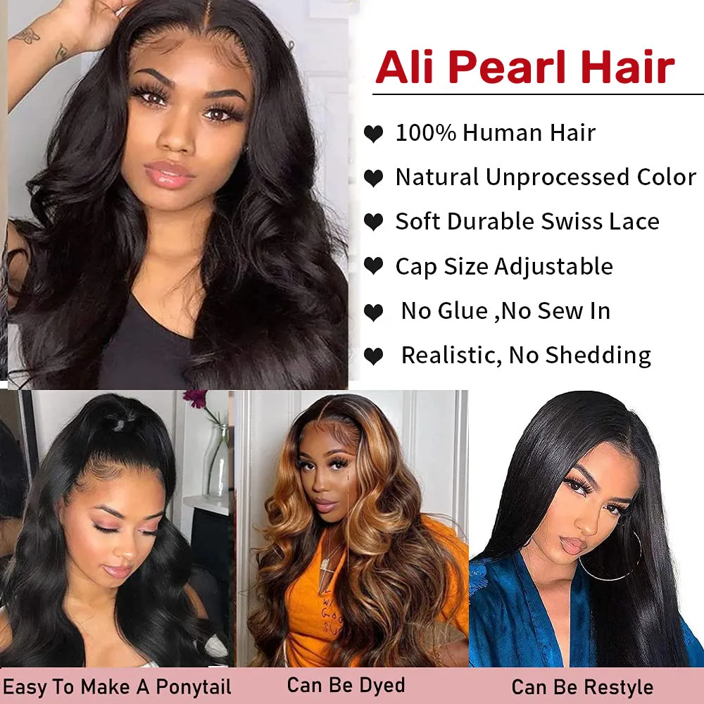 AliPearl Lace Front Human Hair Wigs Brazilian Body Wave 13x6 Human Hair Wigs For Women Pre Plucked with Baby Hair 180% Density
