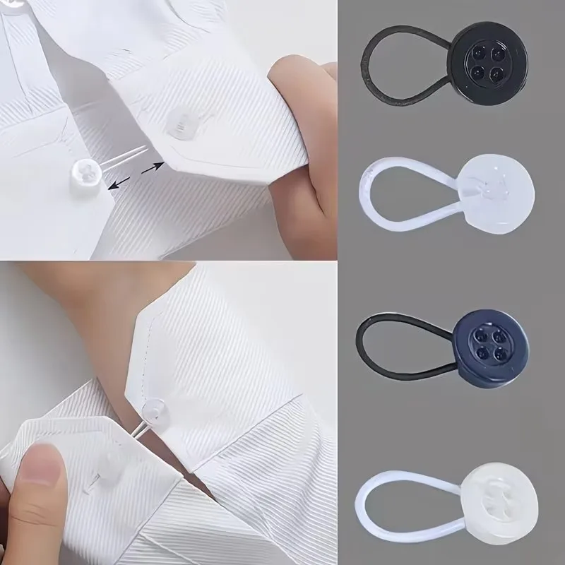6 Multi-Purpose Elastic Shirt Button Extenders, Adjustable Cuff & Collar Accessory, Versatile Decor for Daily Commute, Beach