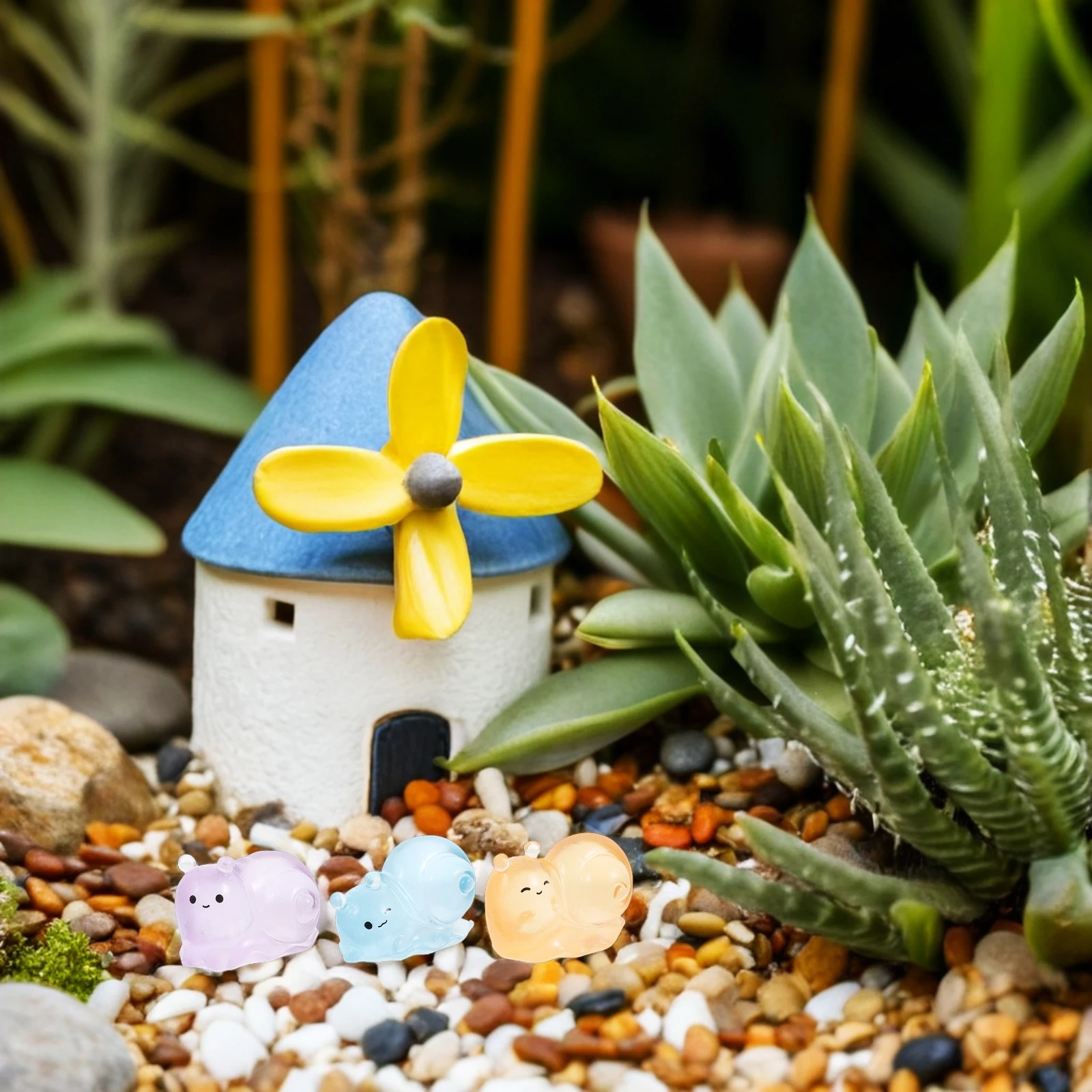 

12 Pcs Micro Landscape Ornament Garden Snail Ornaments Animal Luminous Resin Crafts Figurines Statue Glowing