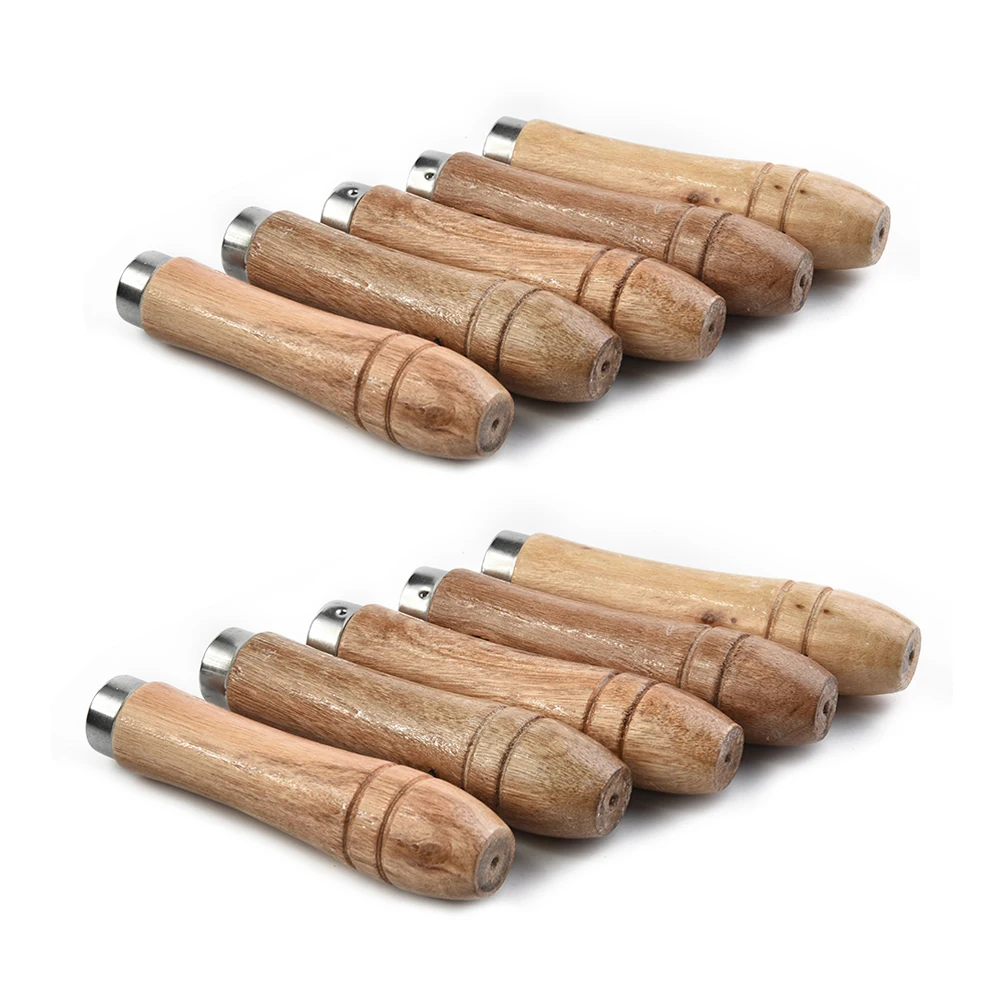 10pcs Wooden Handle Replacement For File Tools With Metal Collar Fits 4 To 6 Inch Rasps And Handheld Workshop Instruments