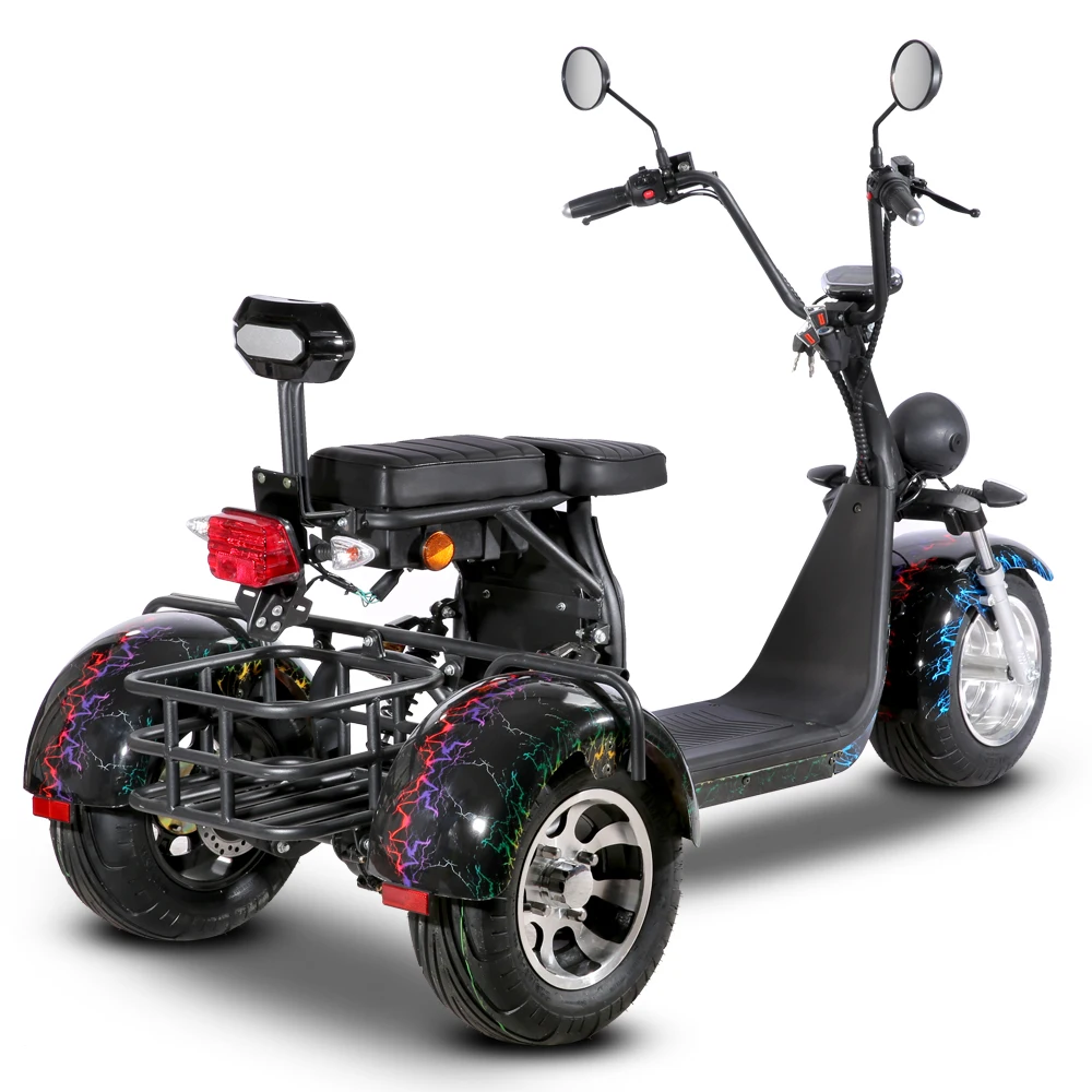 Triciclo per adulti Trike con pneumatici grandi a tre ruote Citycoco Scooter elettrico a 3 ruote 1500W 2000W Certificato Eec