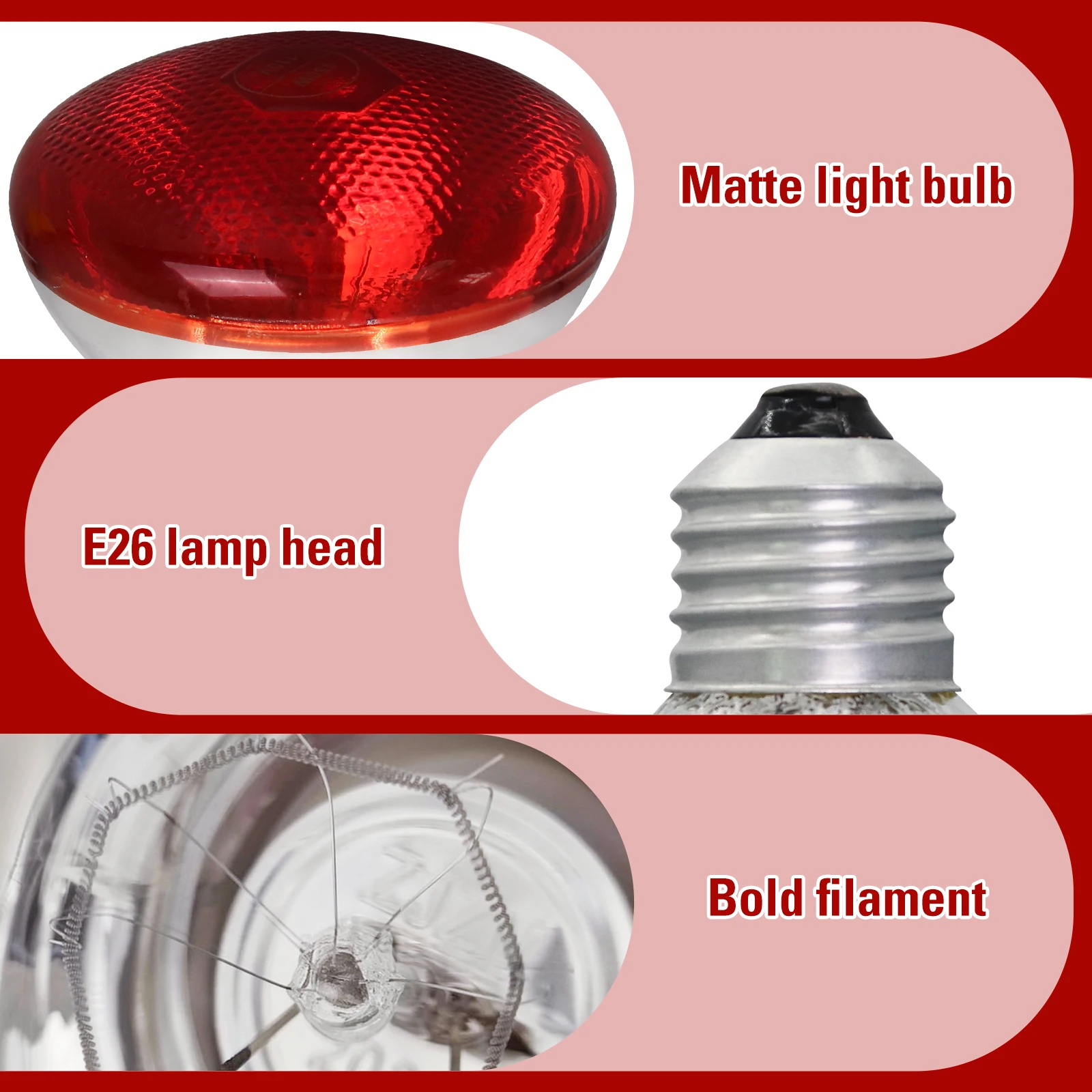 Lâmpada de calor infravermelha dia noite 100w/150w/200w/250w/275w lâmpada de calor vermelha para chocadeira galinheiro pintinhos cobra anfíbio pet réptil