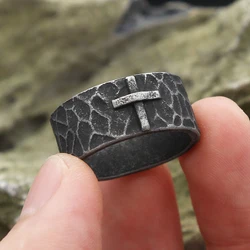 Vintage Unique Stainless Steel Cross Rings For Man Women Punk Hip Hop Fashion Simple Biker Ring Amulet Jewelry Gift Dropshipping