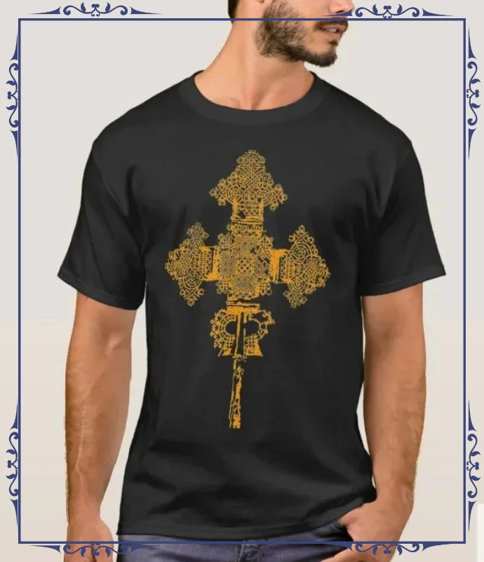 Ethiopian Orthodox Church Cross T-Shirt 100% Cotton O-Neck Summer Short Sleeve Casual Mens T-shirt Size S-3XL