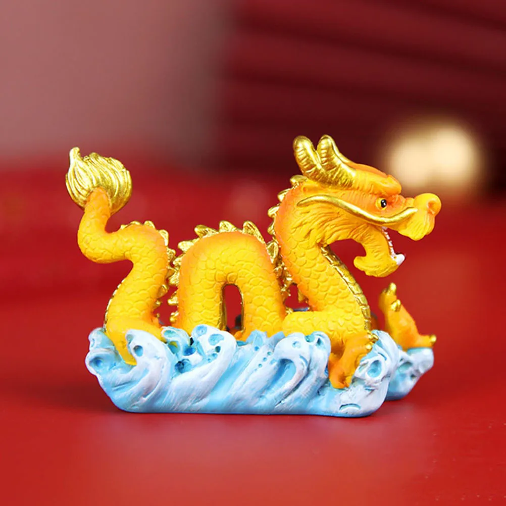 

2 Pcs Dragon Phoenix Ornaments Mini Statue Resin Animal Cake Decoration Figurine Sweet Table Topper Kitchen Bar Supplies