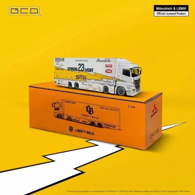 

GCD Mitsubishi LB Грузовик Молния Желтый Супер Силуэт FUSOSUPERGREAT 1/64 Модель автомобиля из сплава