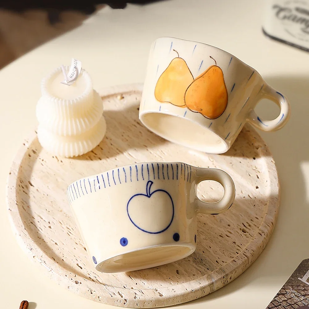 Delicate Hand Painted Porcelain Mug Cups Homehold Ceramic Handgrip Breakfast Mugs Afternoon Tea Milk Coffee Cup Couple Gifts