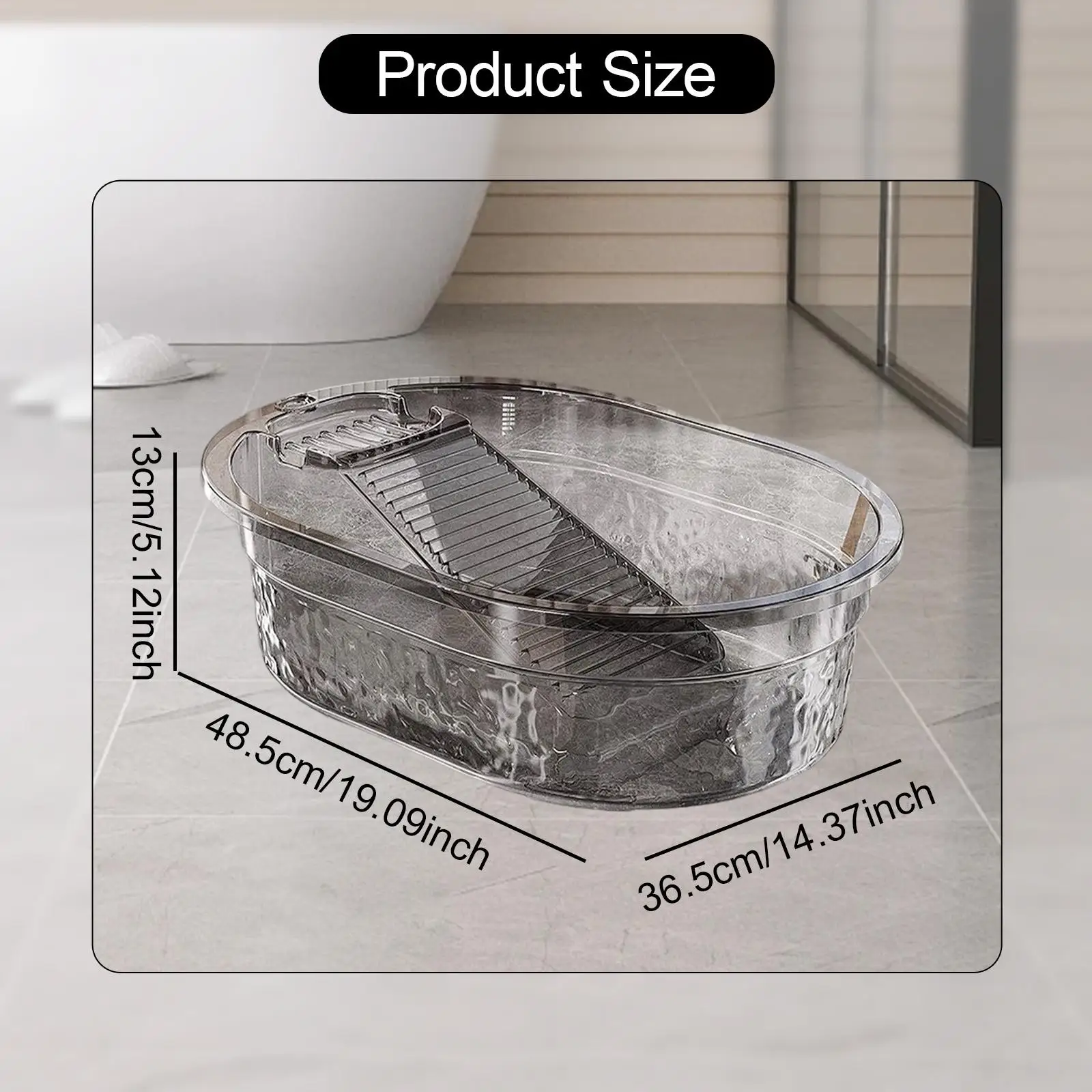 Washboard Basin Washtub Household Portable Wash Tub with Washboard Wash Basin for T Shirts Clothes Pants Socks