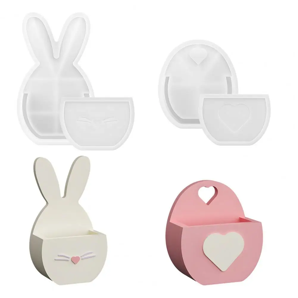 Silicone Bunny Mold 2pcs Easter Bunny Silicone Mold Diy Rabbit Basket Casting Mold Easy Demolding for 3d Holiday Decoration