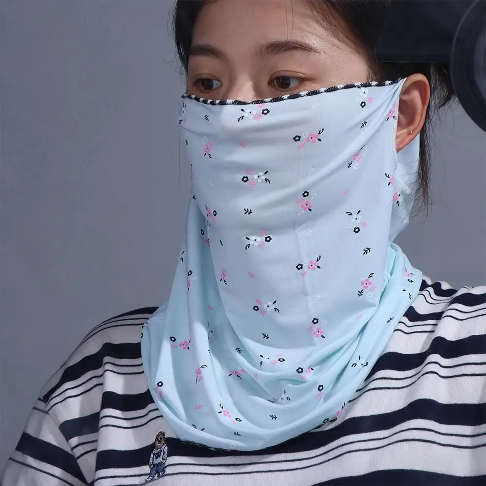 Flower Sun Protection Face Cover Outdoor Face Shield Summer Sunscreen Mask Womne Neckline Mask Driving Face Mask Face Gini Mask