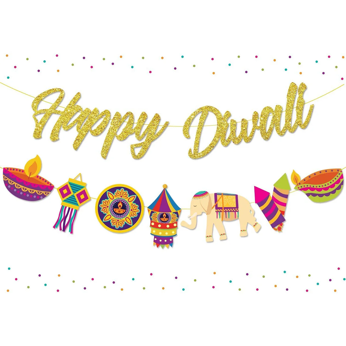 

CHEEREVEAL Diwali украшения для вечеринки Happy Diwali, Золотая искусственная гирлянда Diwali, праздничные украшения для вечерние ринки