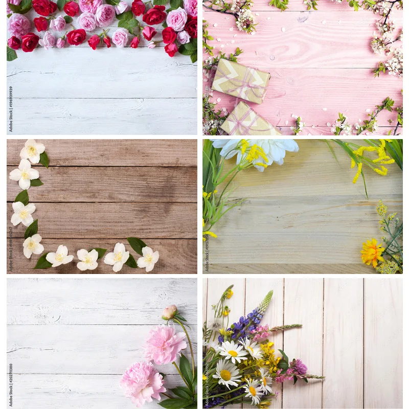 

Vinyl Custom Photography Backdrops Props Flower Wood Planks Photo Studio Background 2211 HBB-03