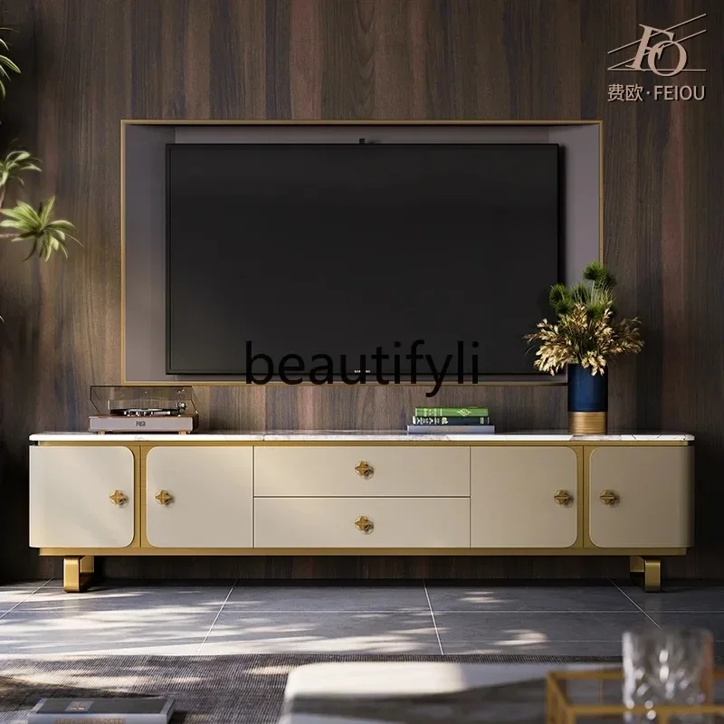 

New arrive Light Luxury TV Cabinet Living Room Designer Model Room Furniture Modern Marble Floor Cabinet