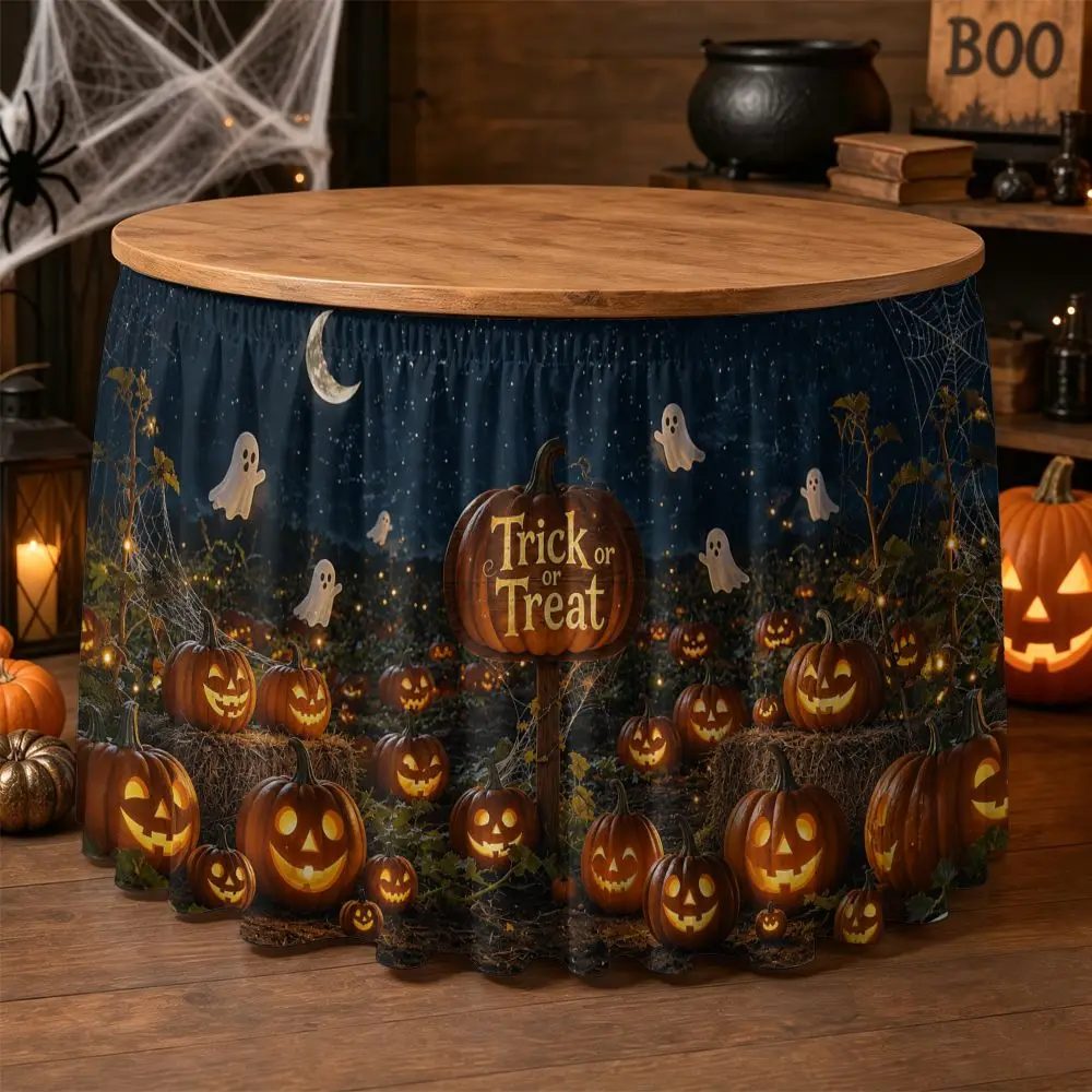 One Halloween tablecloth, a 2D flat design featuring 