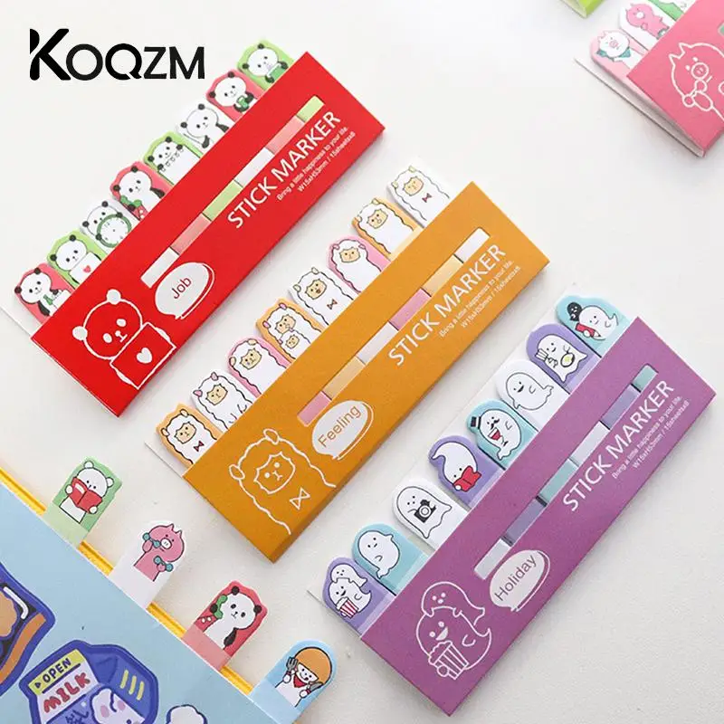 Cartoon Animals Note Paper Cute Sticky Notes Creative Bookmark Self-adhesive Note Paper School Supplies Message Sticker Repeat