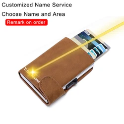 Customized Name Credit Card Holder Rfid Men Leather Wallet Pop-up Anti-theft Wallet With Note Compartment &Card Case Card Holder