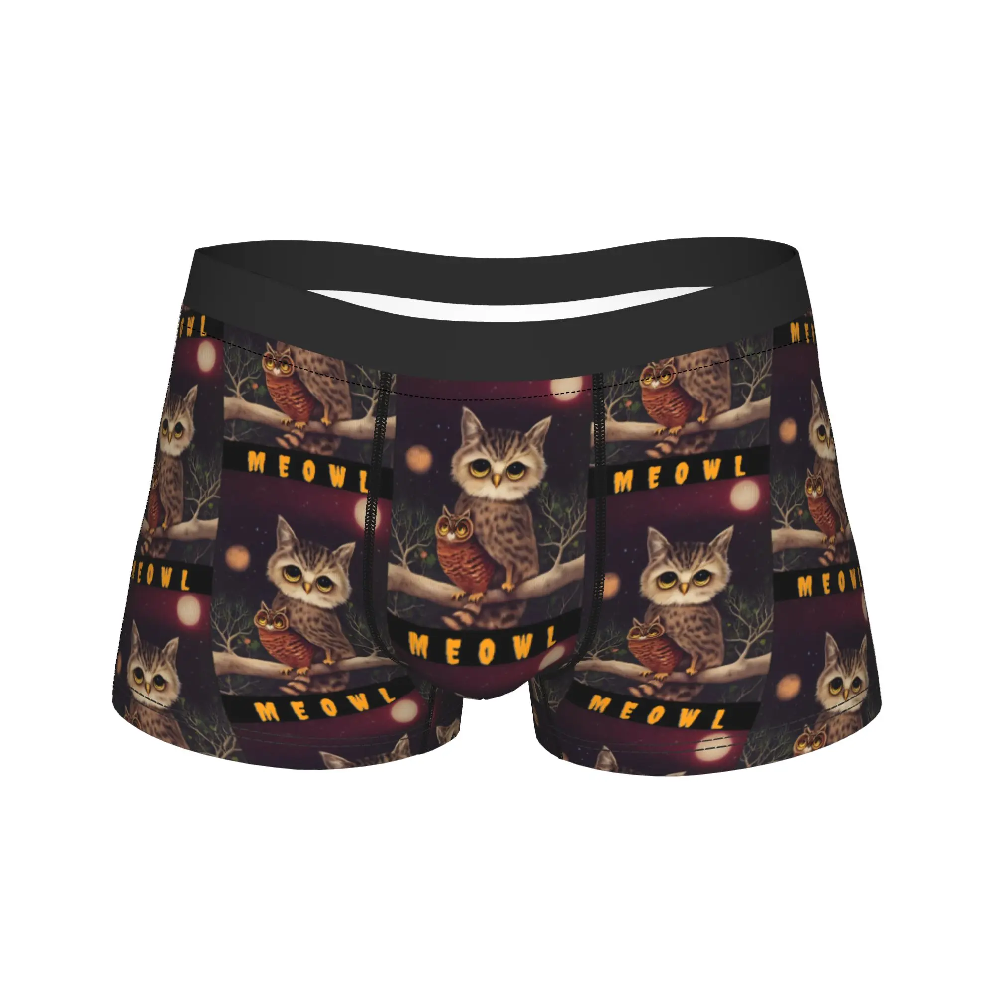 

Мужское нижнее белье Meowl, забавные трусы-боксеры с изображением кота и совы, шорты, модные мягкие трусы для мужчин, большие размеры