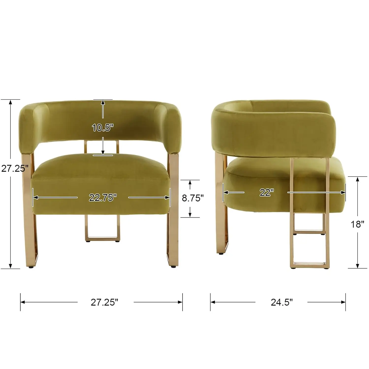 new Velvet Upholstered Accent Chair Metal Frame Legs Mid Century Single Lounge for Living Bedroom Reading Room Olive, Customized