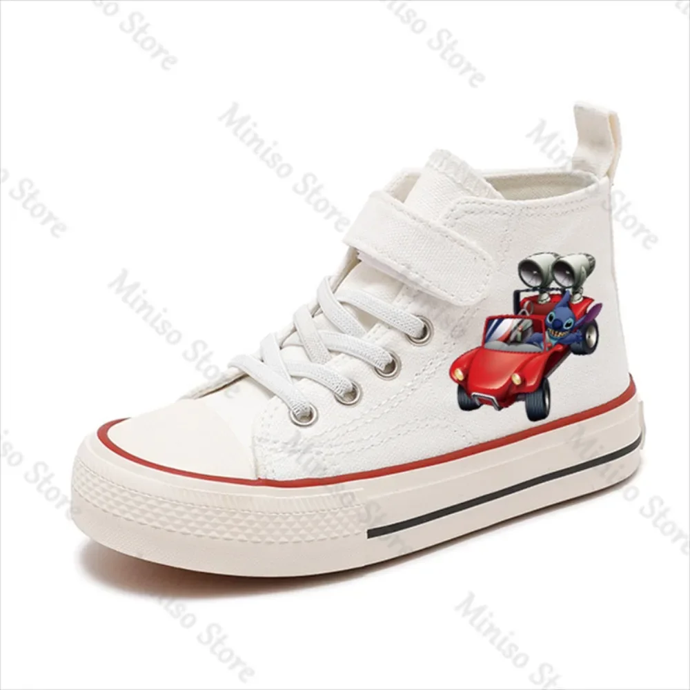 Sport Mädchen High-Top Lilo Stitch Cartoon Mädchen Kind Leinwand Alle Jahreszeiten Disney Casual Komfort Schuhe Kinder Druck Junge Tennis Schuhe