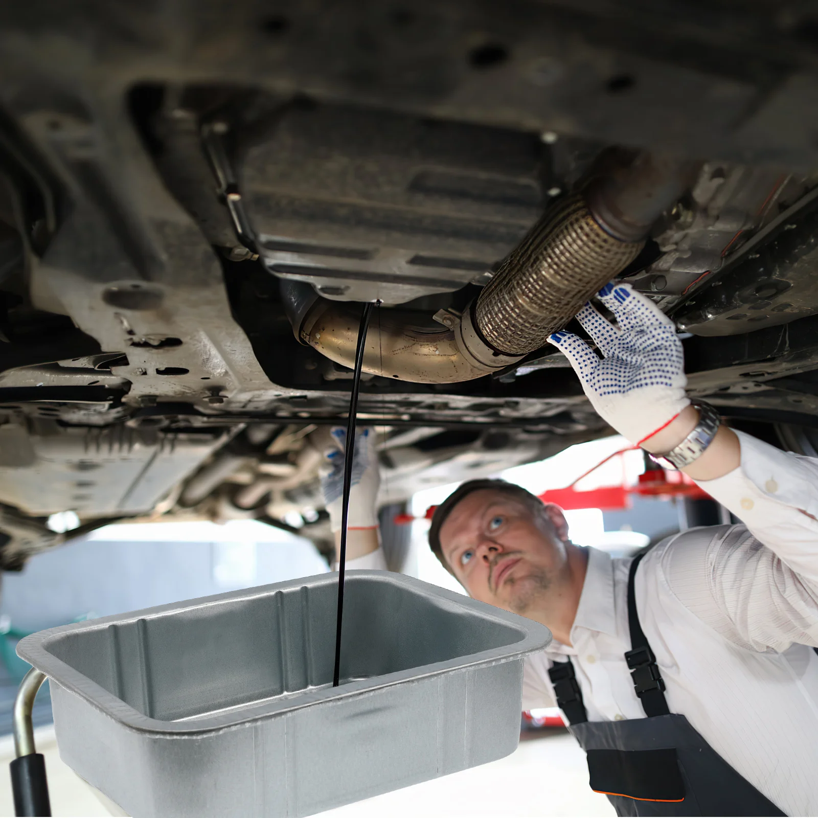 Vassoio raccogligocce per collettore di fluidi di scarico in acciaio premium 6L 10L 16L per strumento di cambio garage per manutenzione motori auto