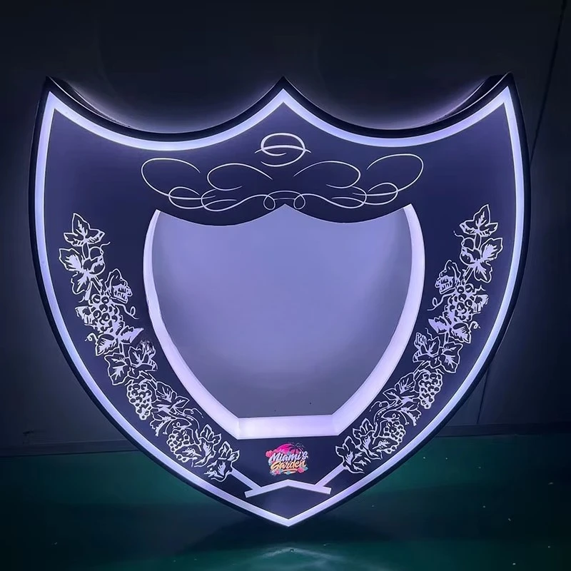 Premium Custom LED Liquor Display StandChampagne King LED Acrylic Shield Eco-friendly Custom Logo Plug Powered Lithium Battery D