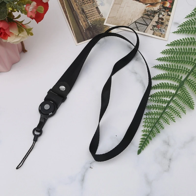 50cm 독특한 디자인 세련된 솔리드 컬러 스트라이프 2-in-1 분리형 회전식 홀터 매는 밧줄 케이스 지갑용 전화용