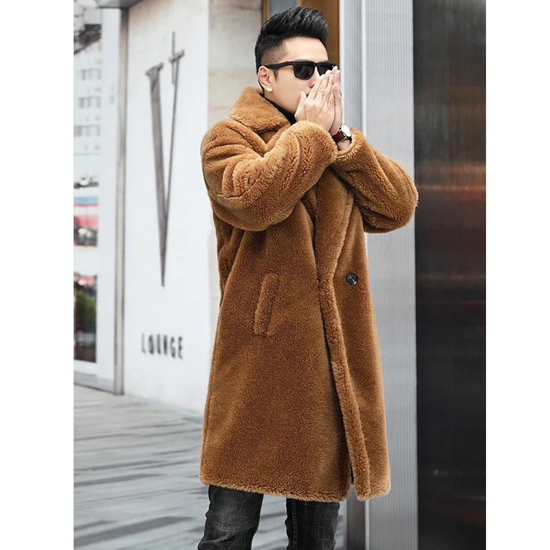 Cappotti di lusso retrò lunghi con orsacchiotto Cappotti da uomo 2025 Inverno Addensare Capispalla caldo Cappotti da uomo in pelliccia sintetica di grandi dimensioni