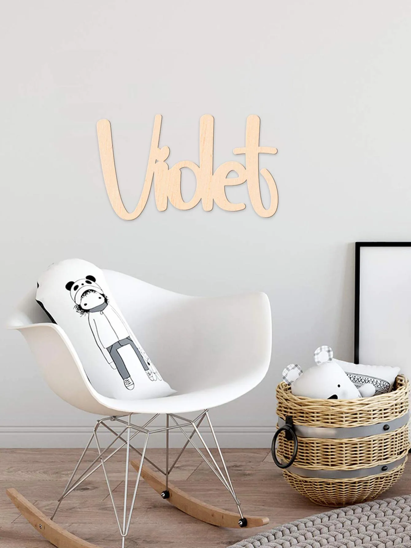 1pc Cartoon Violet example Customized Text Wooden Plaque Wooden Decor Wood Material Vertical Orientation Door Hanging Decor