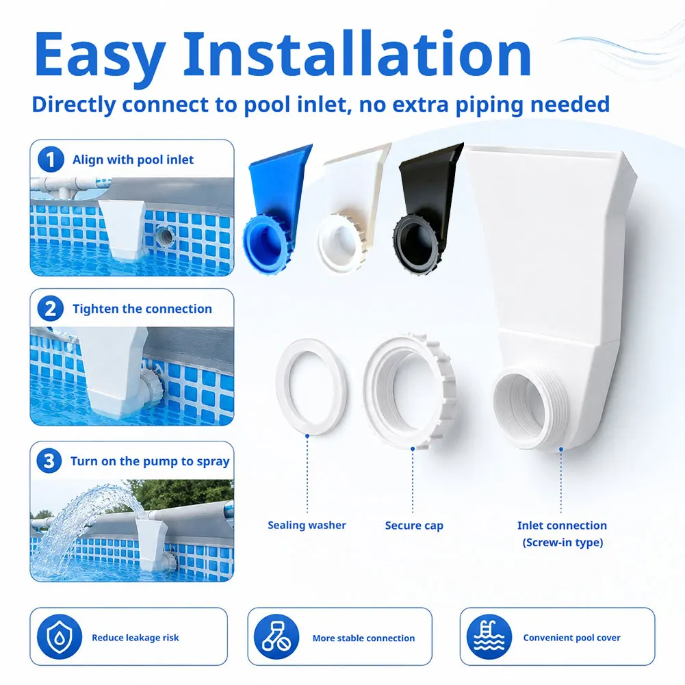 Plastic Pool Waterfall Nozzle Direct Mount Spray Jet Easy Install For Intex Bestway Above Ground Frame Pool Fountain Nozzle