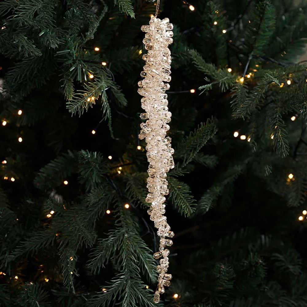 

Artificial Christmas Icicle Pendant Realistic Acrylic Glitter Christmas Branches Handmade Grape Christmas Crystal Pendant