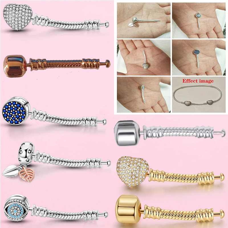Extensor de Pulseira em Prata Esterlina 925 Original 3.5cm e 4cm para Ajustar Pulseiras de Marca Original, Aumentar o Comprimento, Joia Feminina, Presente para Criação de Joias