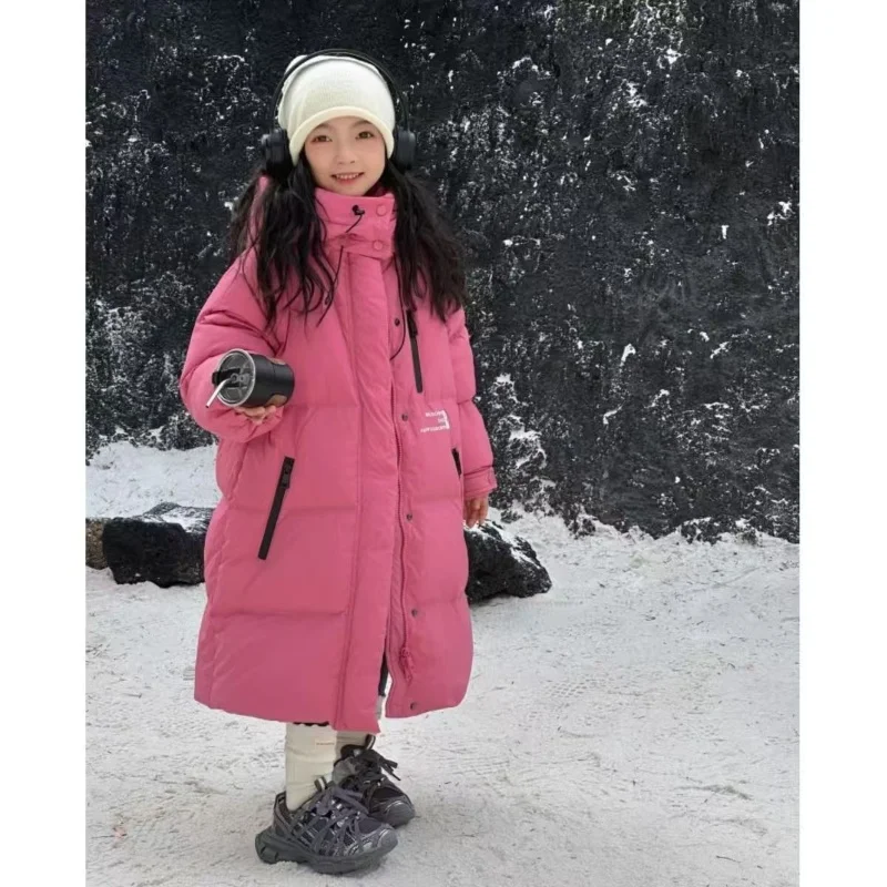 Girls' Cotton Jacket Medium Length Winter New Boys' Thick Cold Resistant Blanket Outdoor Warm School Children's Clothing