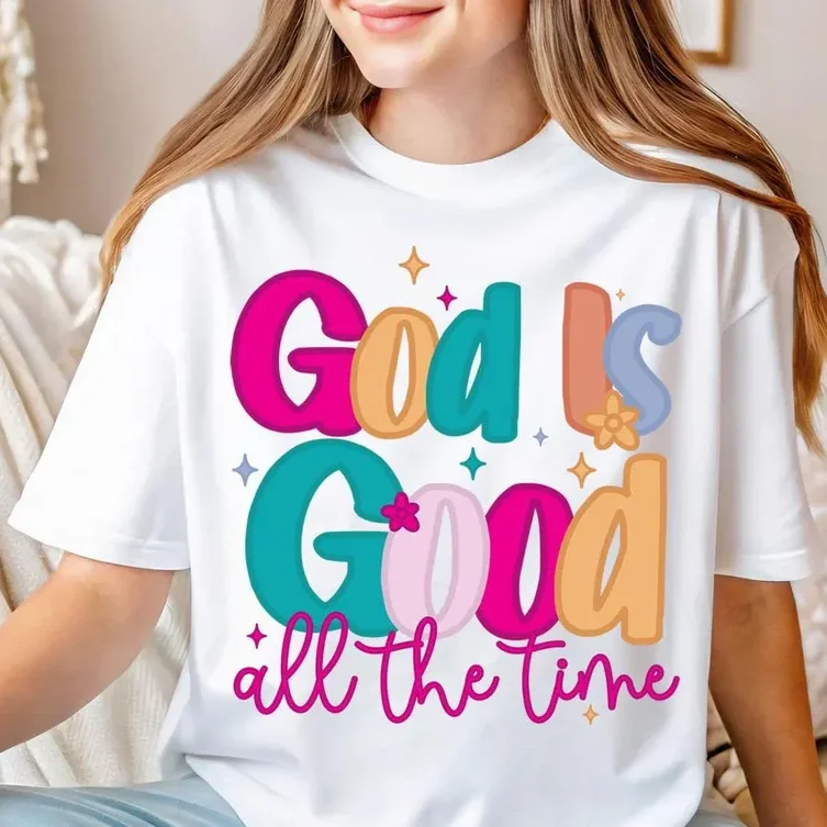 God Is Good All The Time Women's T-shirt Retro Religious Bible Verse Christian Apparel Men Tee Jesus Lover Shirt God Lover Tops