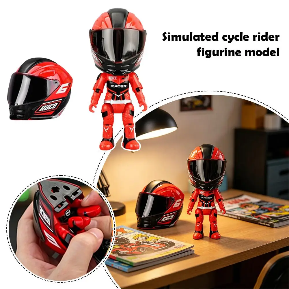 New Simulated Motorcycle Rider Alloy Deformed Doll Movable Limbs Flexible Transform Motorcycle Toy Man Children's Gift