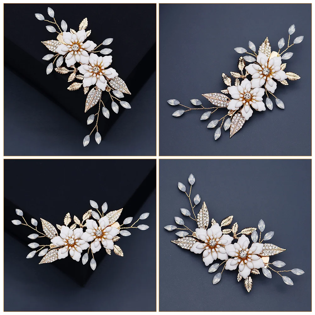 

1Pcs Golden Wedding Bridal Hairpin Exquisite Bride Headdress Hair Decoration Comfortable Lightweight for Women Special Events