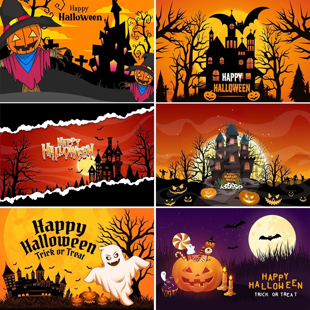 

Beenle Halloween Backdrop Photography Graveyard Wizard Pumpkin Ghost Castle Baby Portrait Photocall Background Studio Photo