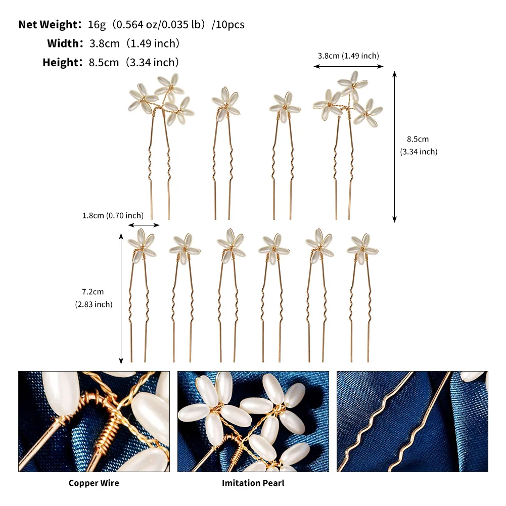 10PK/Set Fashion Pearl Flower Hairpin Exquisite Daily Hairpin Headdress For Women Bridal Wedding Jewelry Hair Accessories image 6