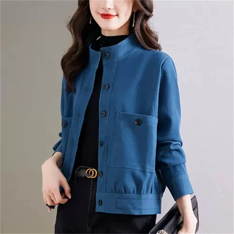 

Small Fragrant Wind Short Coat Spring and Autumn 2024 New Women's Wear Small stature Workwear Standing Collar Casual Jacket Top