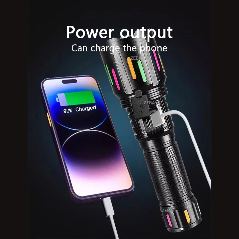 1000000LM Powerful Flashlights 800W LED Rechargeable Torch Light Tactical Lantern Camping Fishing Hand Light Waterproof Torch