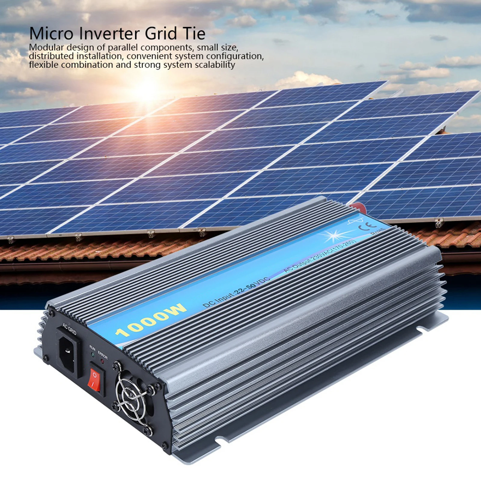 Inversor Solar GridConnected Equipamento PV 1000W Entrada 2250V Saída Solar Grid tie Inversor Solar Grid tie Inversor