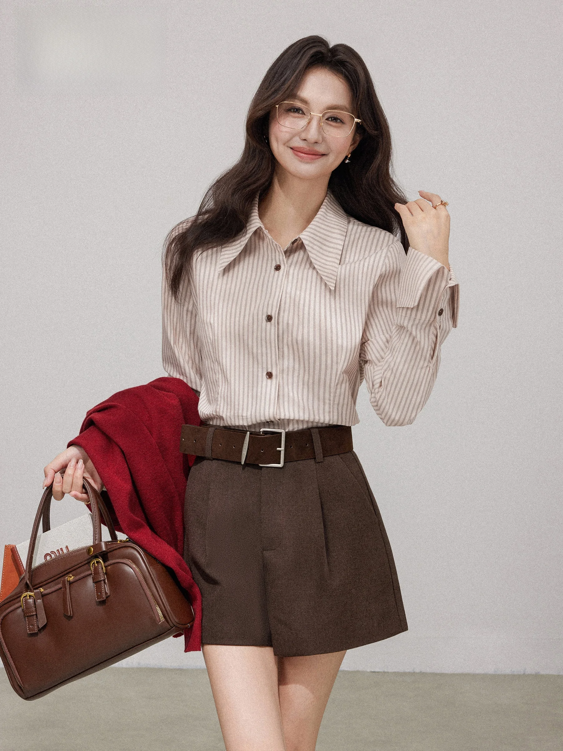 

Шикарная женская рубашка в полоску с длинным рукавом в корейском стиле, повседневный дизайн, осенняя мода, винтажный топ с вертикальными полосками на пуговицах