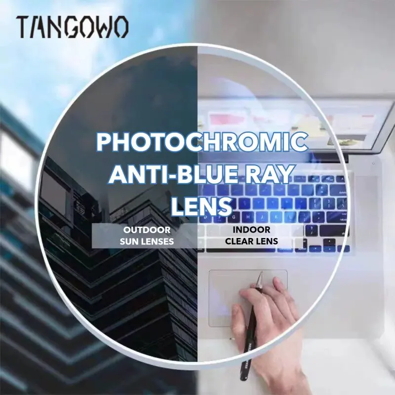 

TANGOWO 1.56 1.61 1.67 1.74 Anti Blue Ray Photochromic Lens Anti-reflective Anti-scratch Anti-UV Optical Prescription Lenses