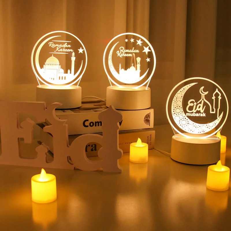 Eid Mubarak 3D Led Lamp Ramadan Night Light Led Moon Star Eid Bedroom Decoration Light Ornament Ramadan Decoration For Home 2024