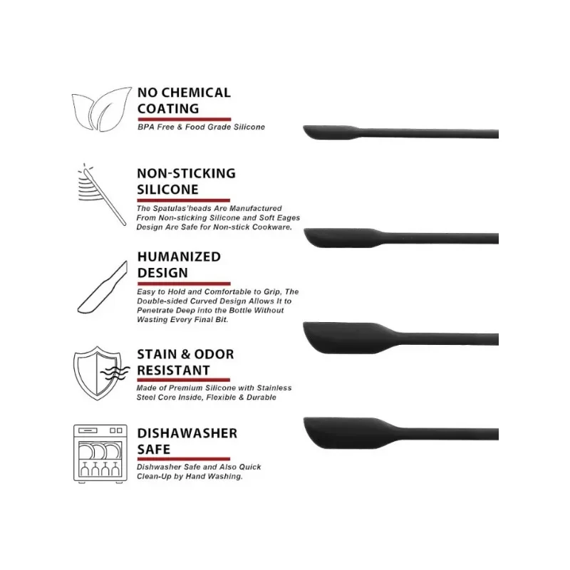 Mini Silicone Spatulas Multifunctional Small Kitchen Scraper Lotion Stirrer Tiny Makeup Spatula Reusable for Cosmetic Bottles